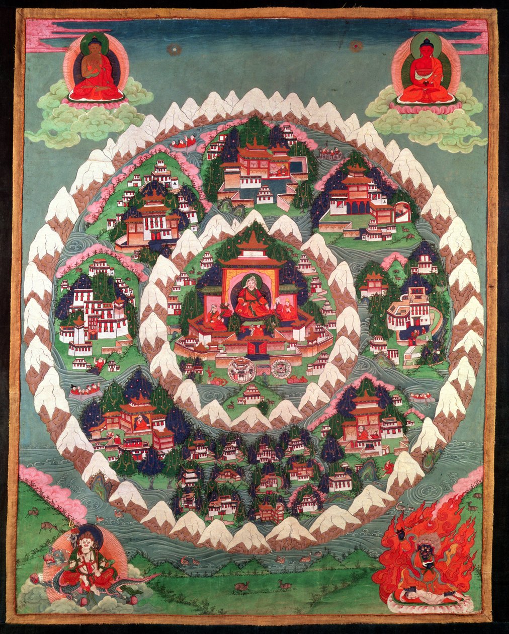 Das Paradies von Shambhala (tibetisches Banner) von Tibetan School