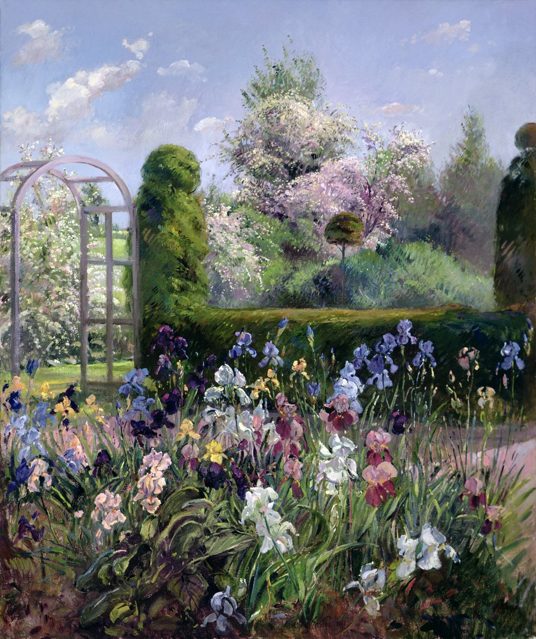 Schwertlilien in den formalen Gärten, 1993 von Timothy Easton