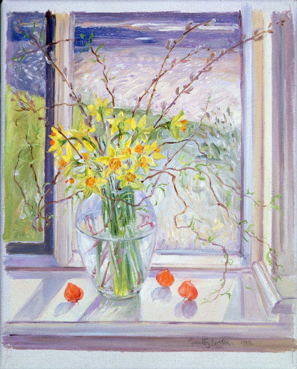 Weidenzweige mit Narzissen von Timothy Easton