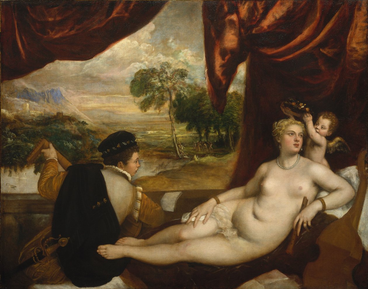 Venus und der Lautenspieler, ca. 1565-70 von Tiziano Vecelli