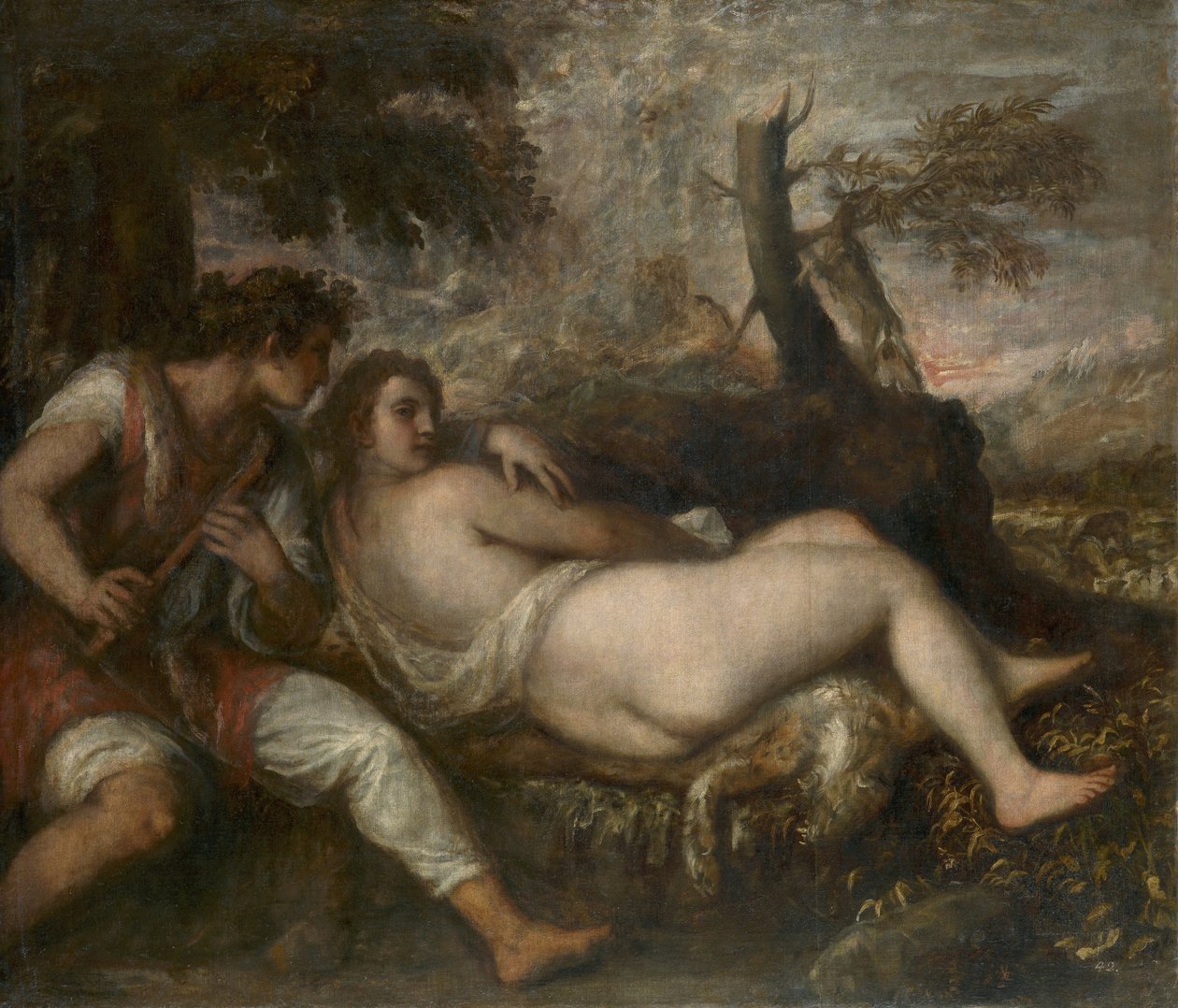 Nymphe und Hirte von Tiziano Vecelli