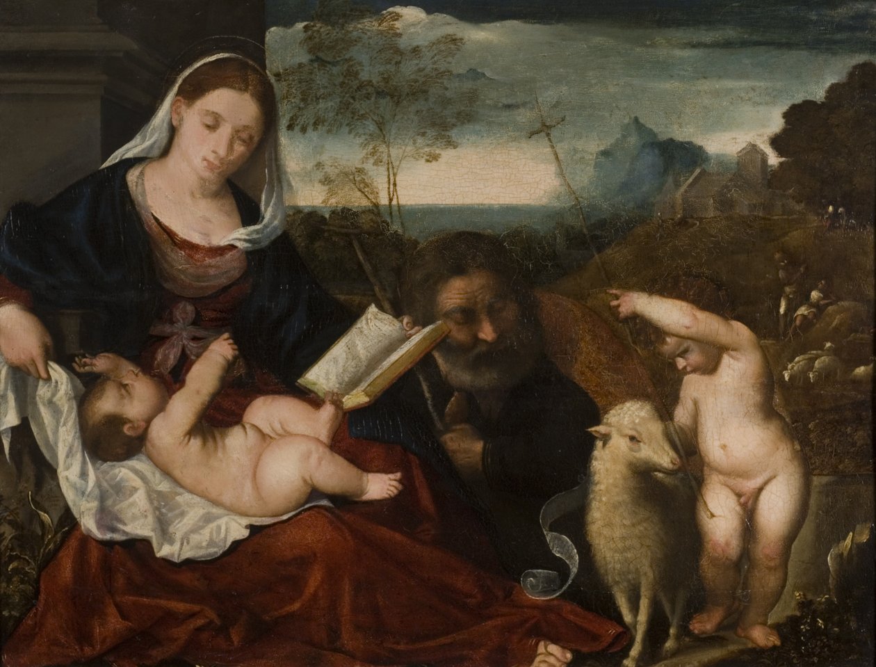 Die Heilige Familie mit dem Heiligen Johannes von Tiziano Vecelli