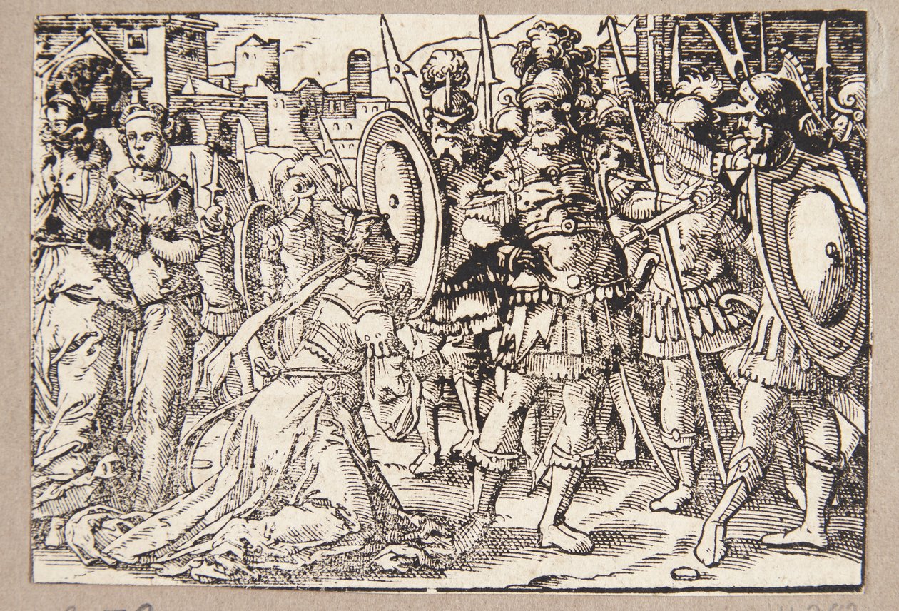 Sofonisba kniet und fleht Masinissa an von Tobias Stimmer