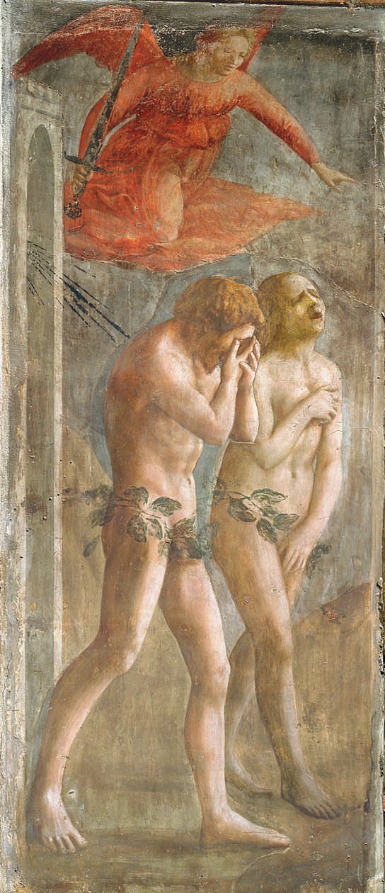 Adam und Eva werden aus dem Paradies vertrieben, um 1427 (vor der Restaurierung) von Tommaso Masaccio