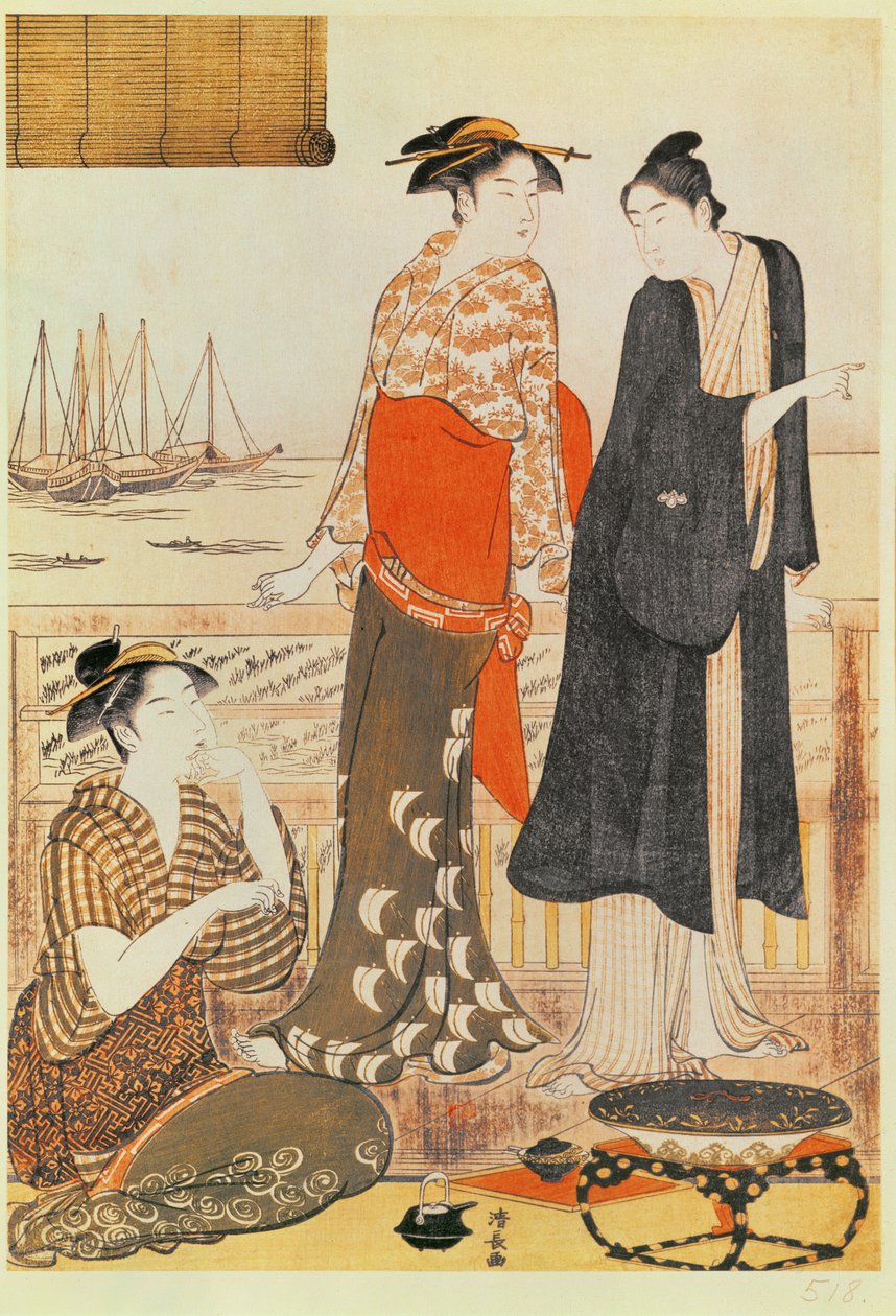 Ein Teehaus am Wasser von Torii Kiyonaga