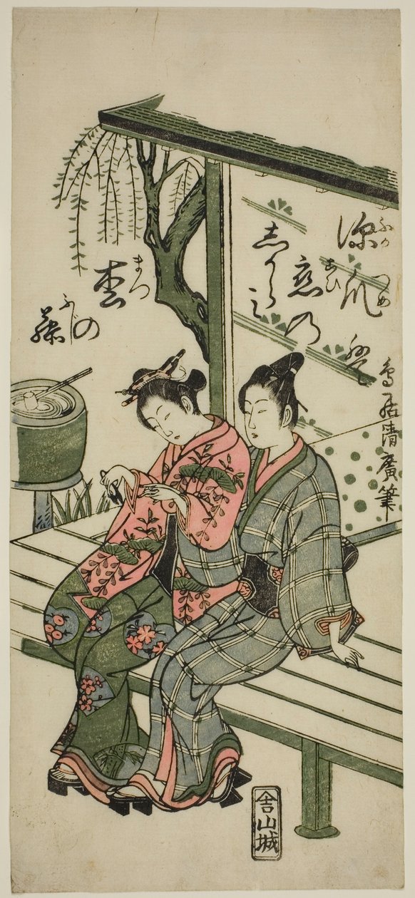 Liebende auf einer Veranda von Torii Kiyohiro