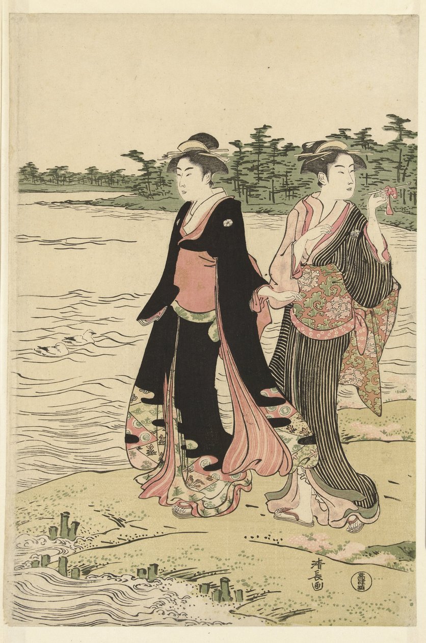Fähre auf dem Fluss Sumida von Torii Kiyonaga