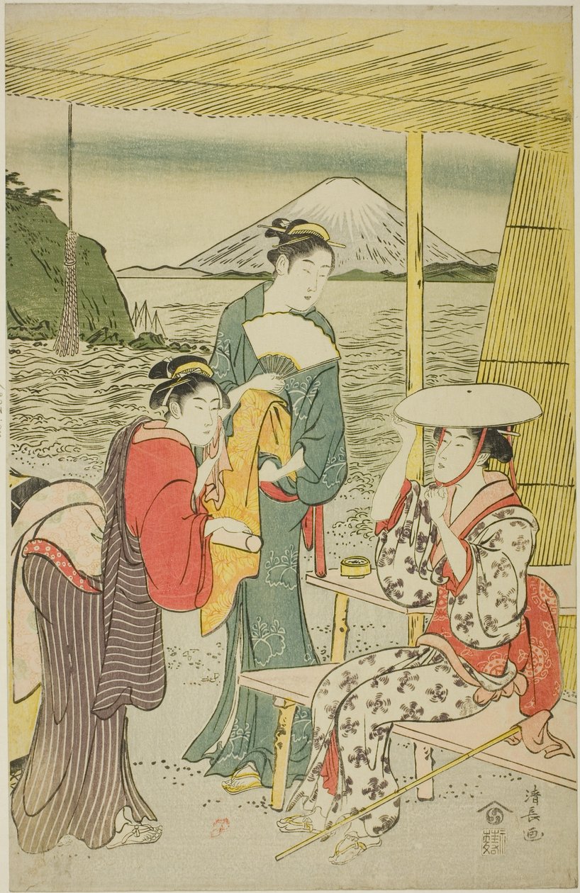 Besucher in Enoshima von Torii Kiyonaga