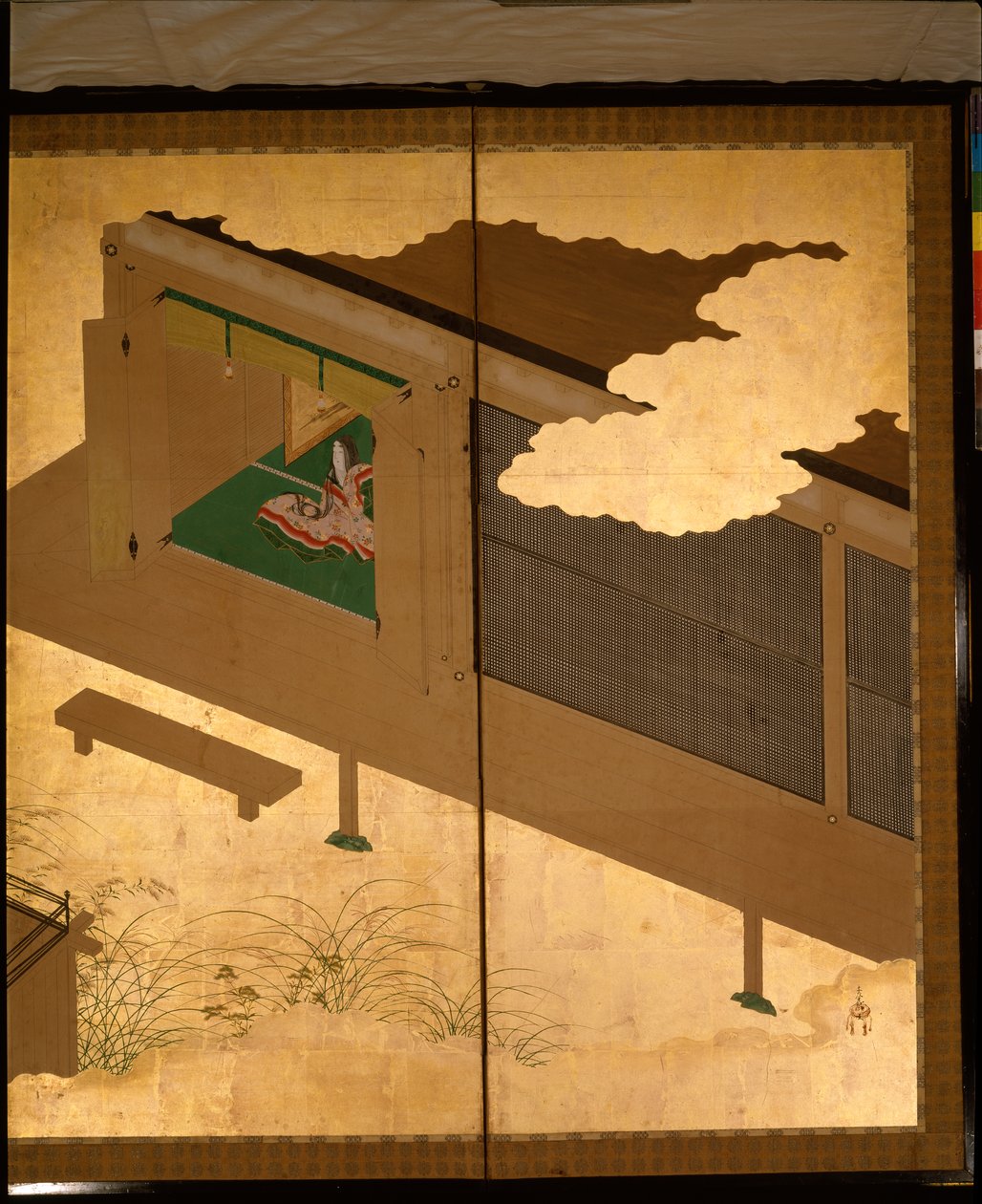 Sechsteilige Leinwand mit Erzählungen von Ise von Tosa Mitsuoki