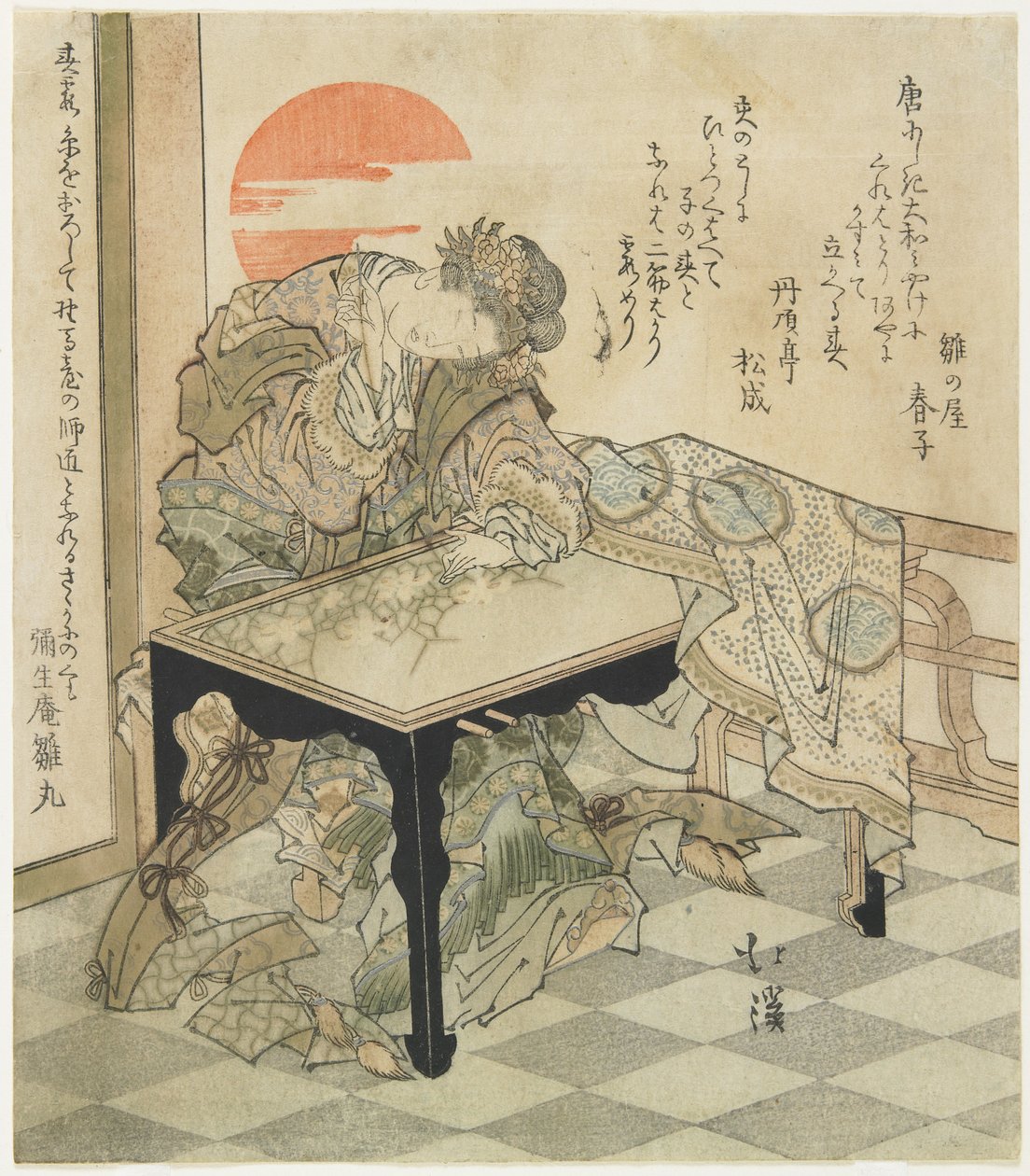 Chinesische Prinzessin an einem Sticktisch, 1828 von Toyota Hokkei