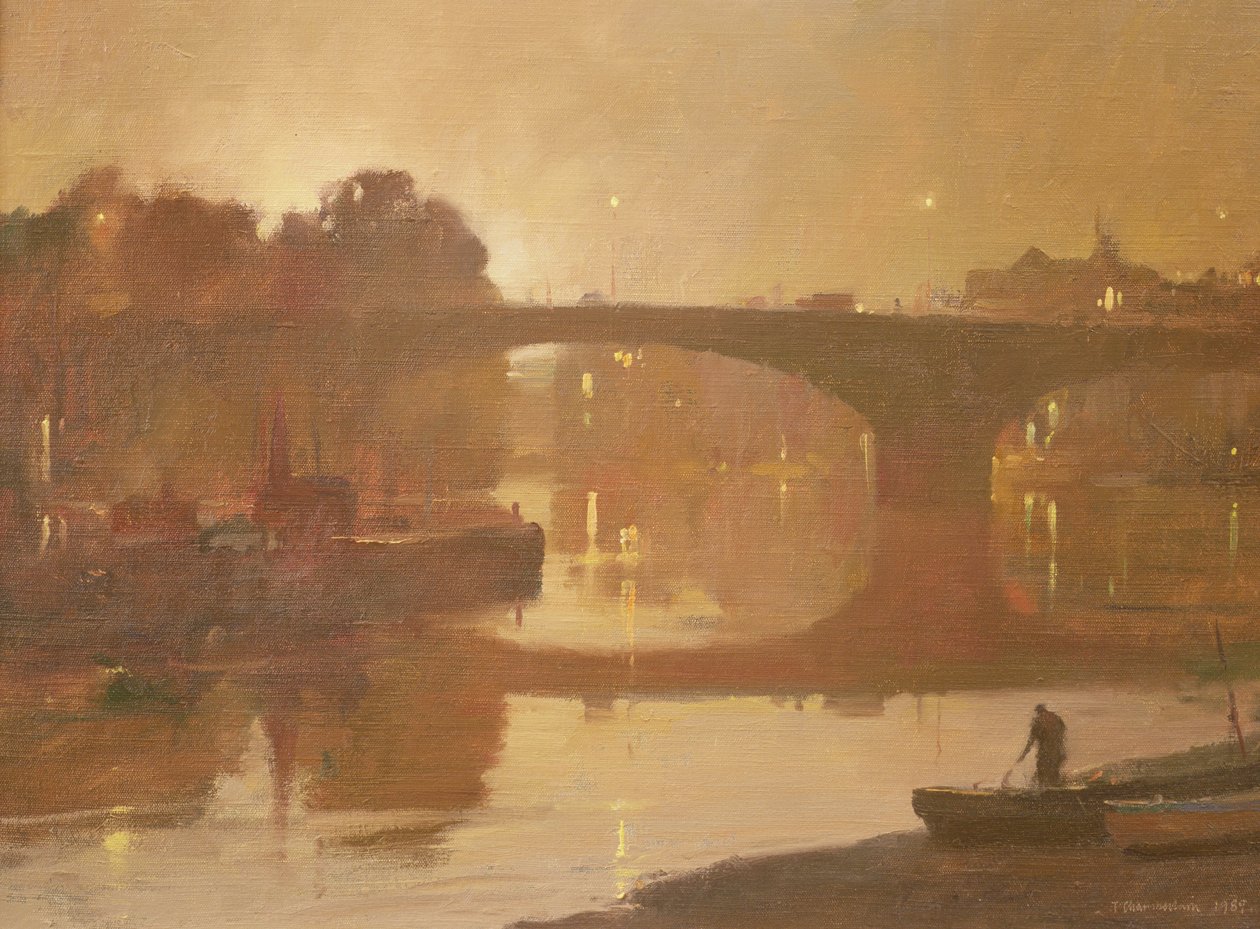 Nacht, Kew Bridge, 1989 von Trevor Chamberlain