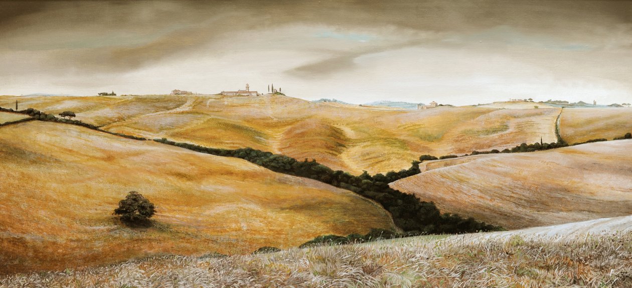 Bauernhof auf Hügel, Toskana, 2001 von Trevor Neal