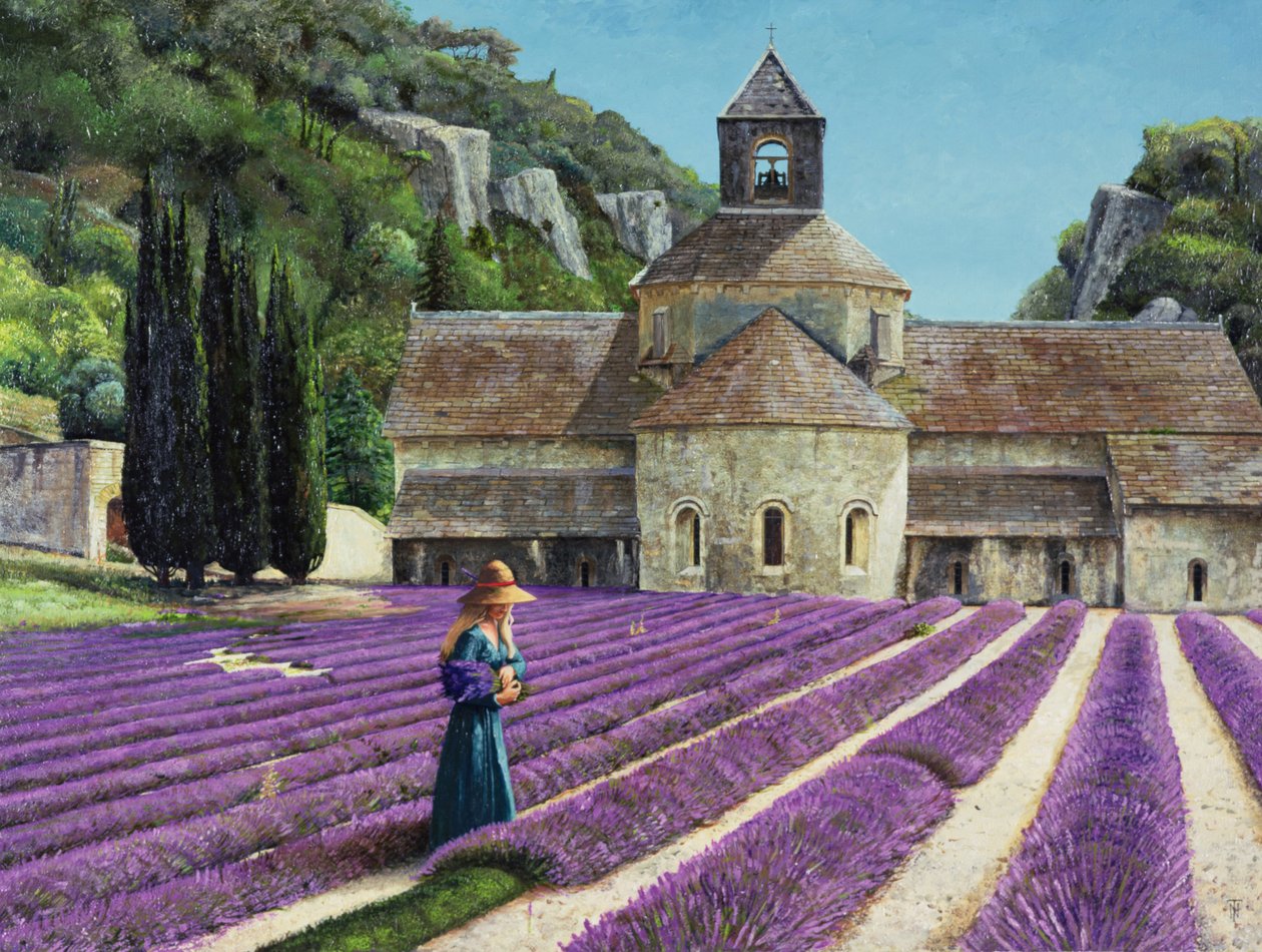 Lavendelpflücker, Abbaye Senanque, Provence von Trevor Neal