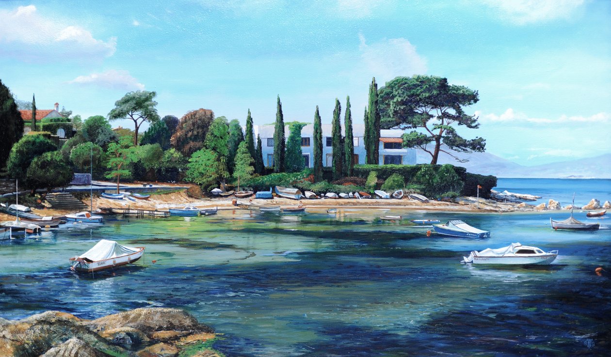 Villa und Boote, Südfrankreich von Trevor Neal