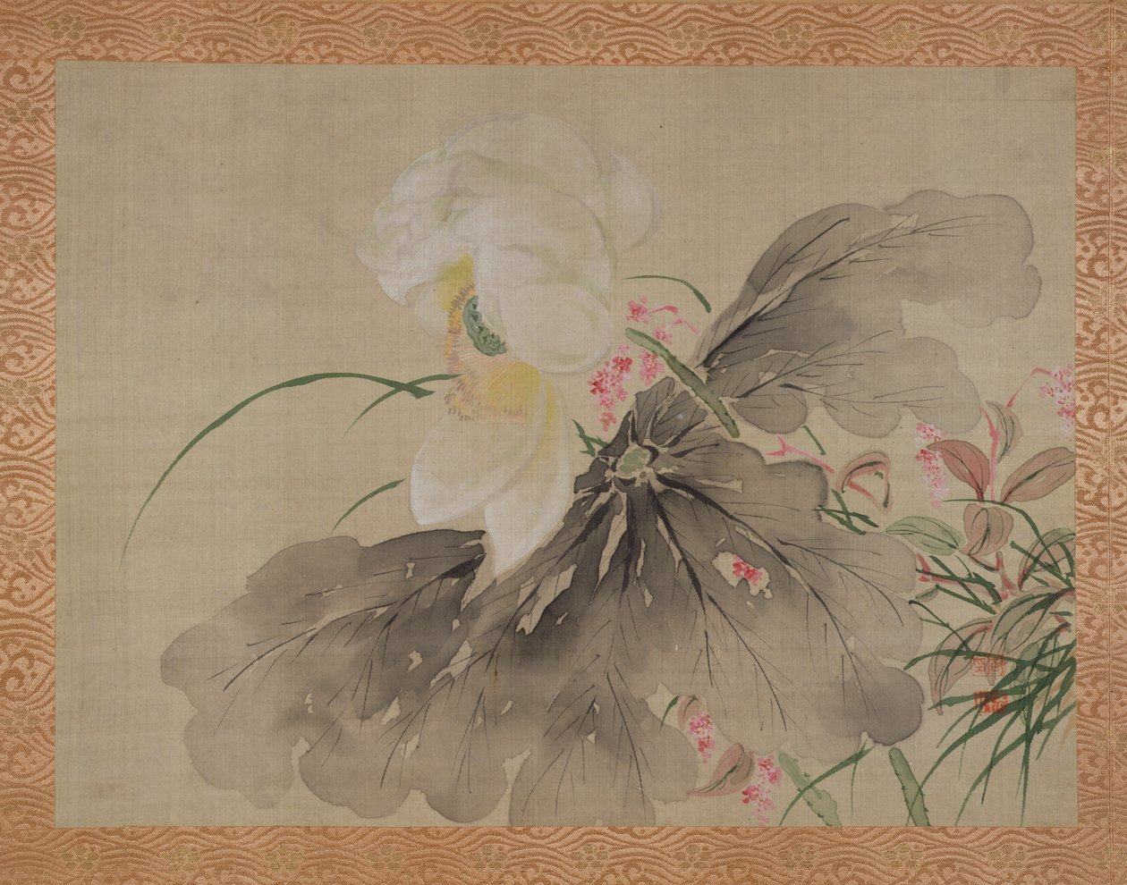 Pfingstrosenbaum und Japanischer Zierapfelbaum mit Blüten, 1851 von Tsubaki Chinzan