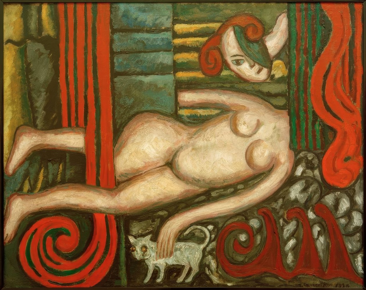 Akt mit Katze von Tytus Czyzewski