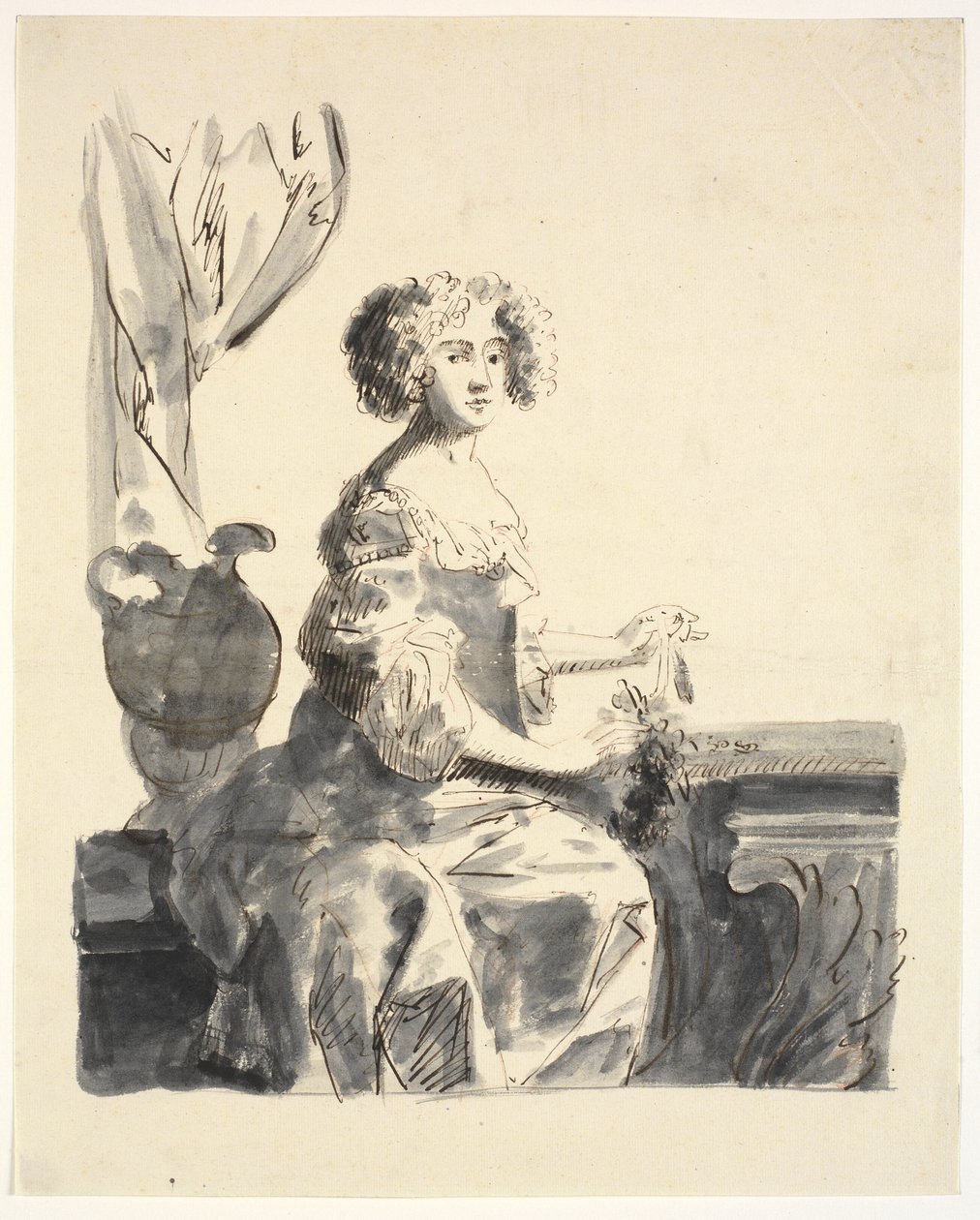 Porträt einer sitzenden Dame, halbe Figur von Ubekendt