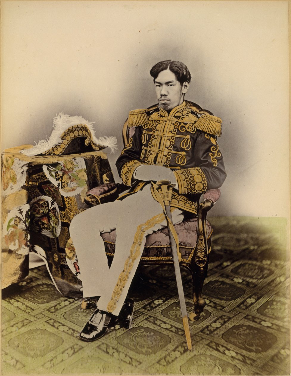 Mutsuhito, der Meiji-Kaiser, 1872 (Albumin-Silberdruck von Glasnegativ mit aufgetragener Farbe) von Uchida Kuichi