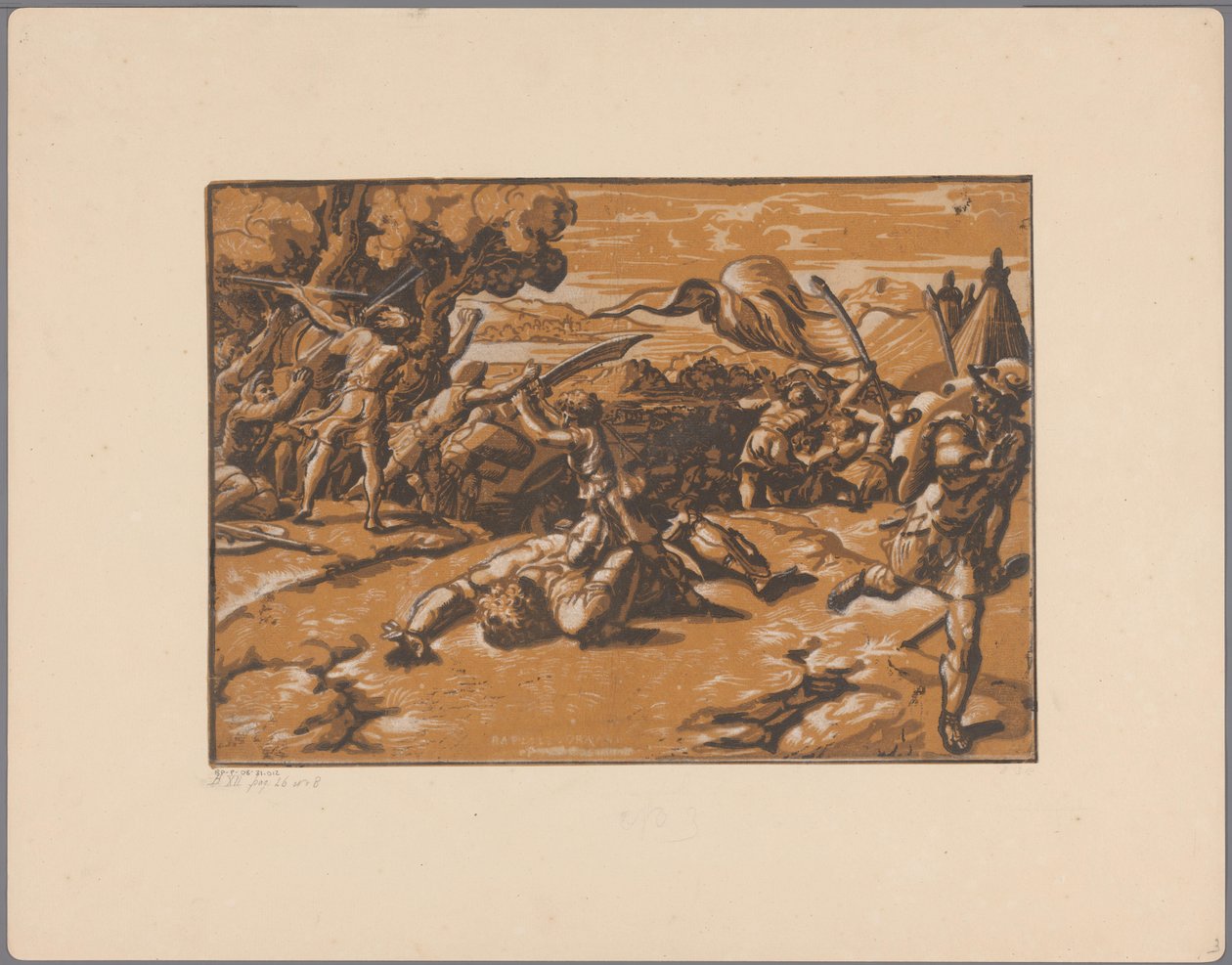 David enthauptet Goliath von Ugo da Carpi