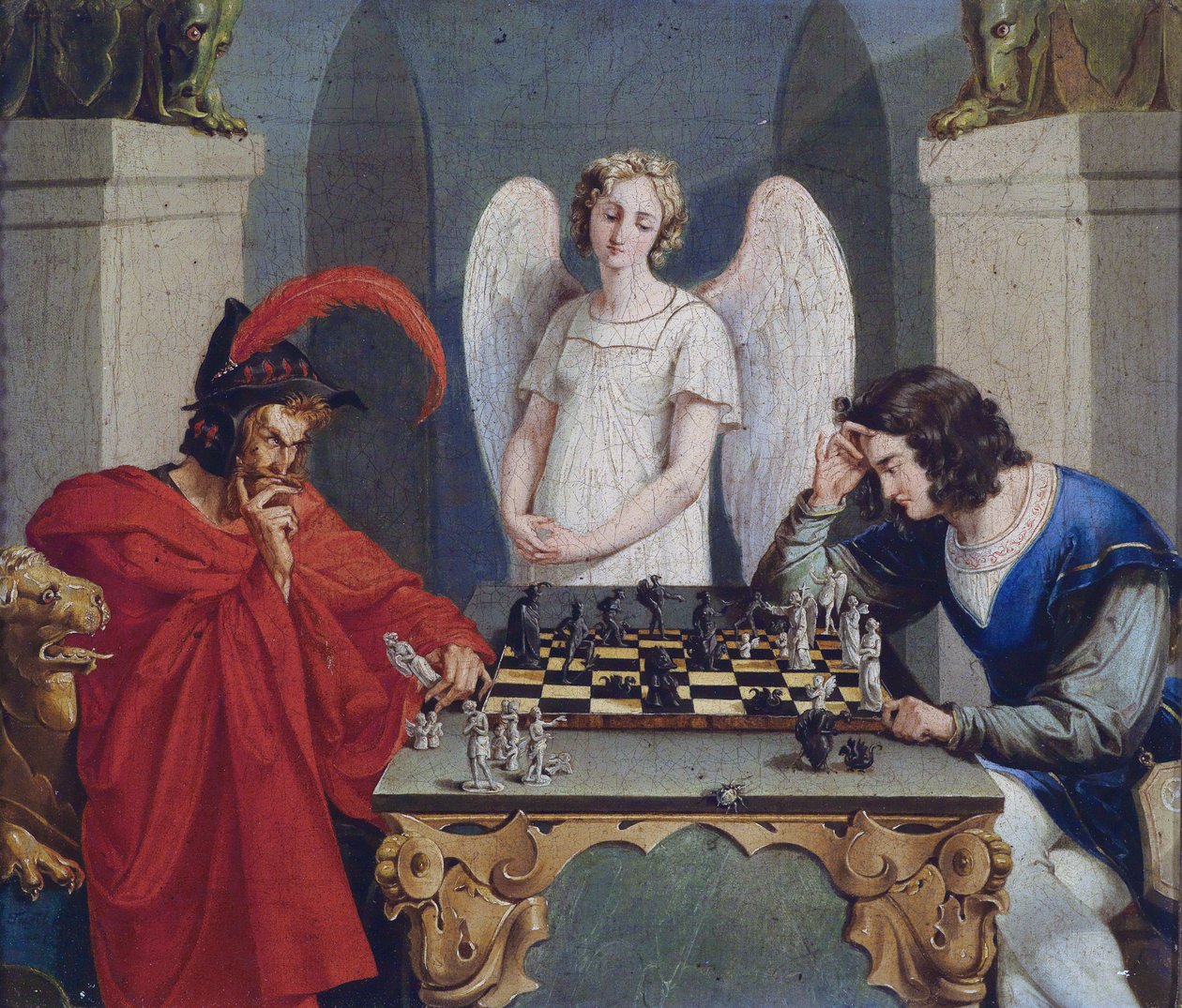 Faust und Mephisto beim Schachspiel von Unbekannt Unbekannt