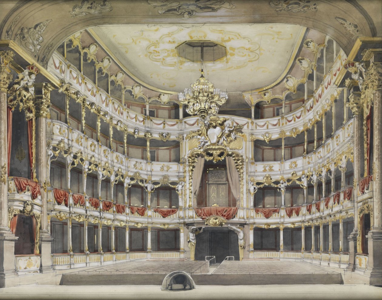 Inneres des Residenztheaters in München (Cuvilliés-Theater) von Unbekannt Unbekannt