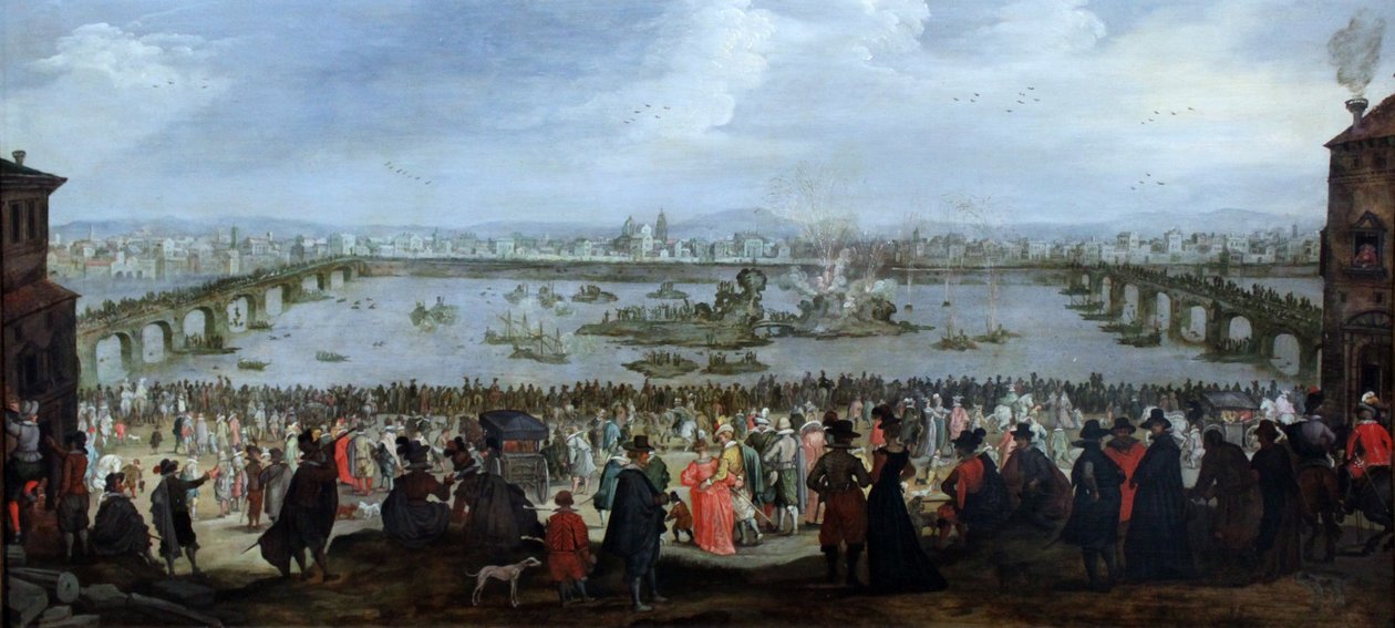 Das Scheingefecht zwischen der Weber- und Färbergilde am Arno in Florenz am 25. Juli 1619 von Unbekannt Unbekannt