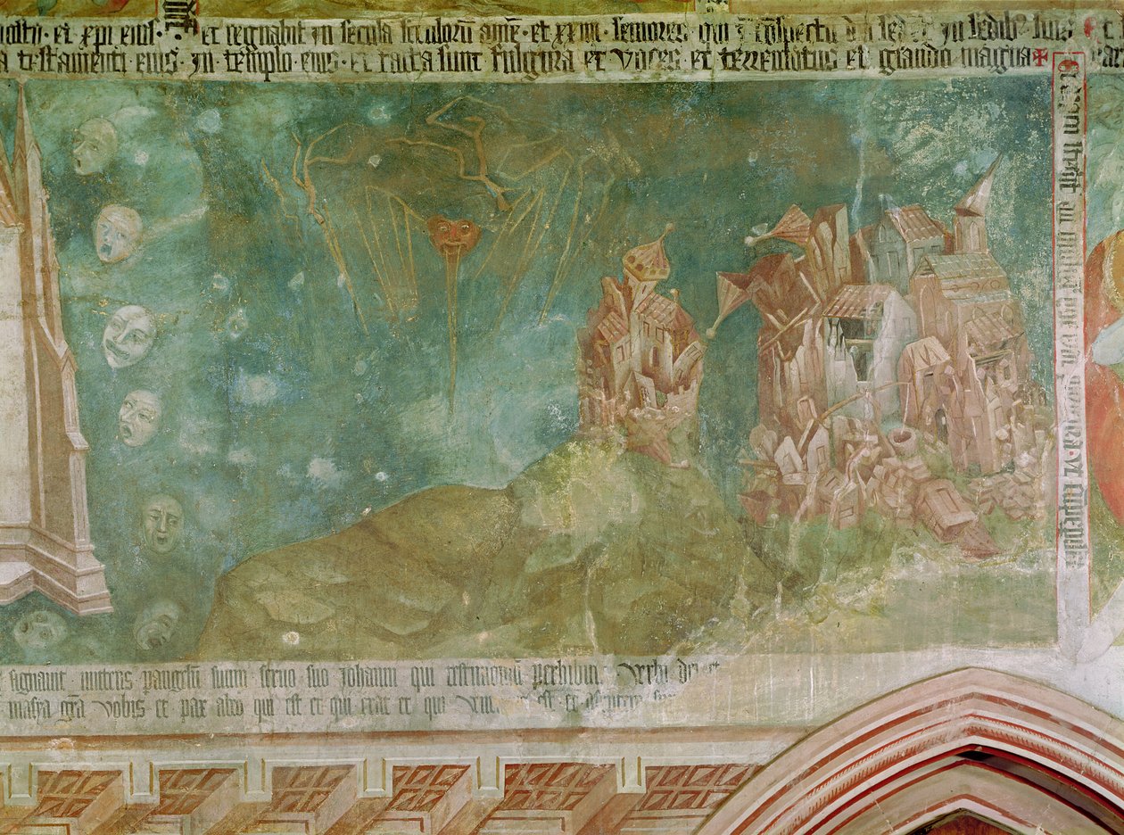 Apokalypse und Zerstörung einer Stadt, Detail aus der Kapelle Unserer Lieben Frau von Unbekannt Unbekannt