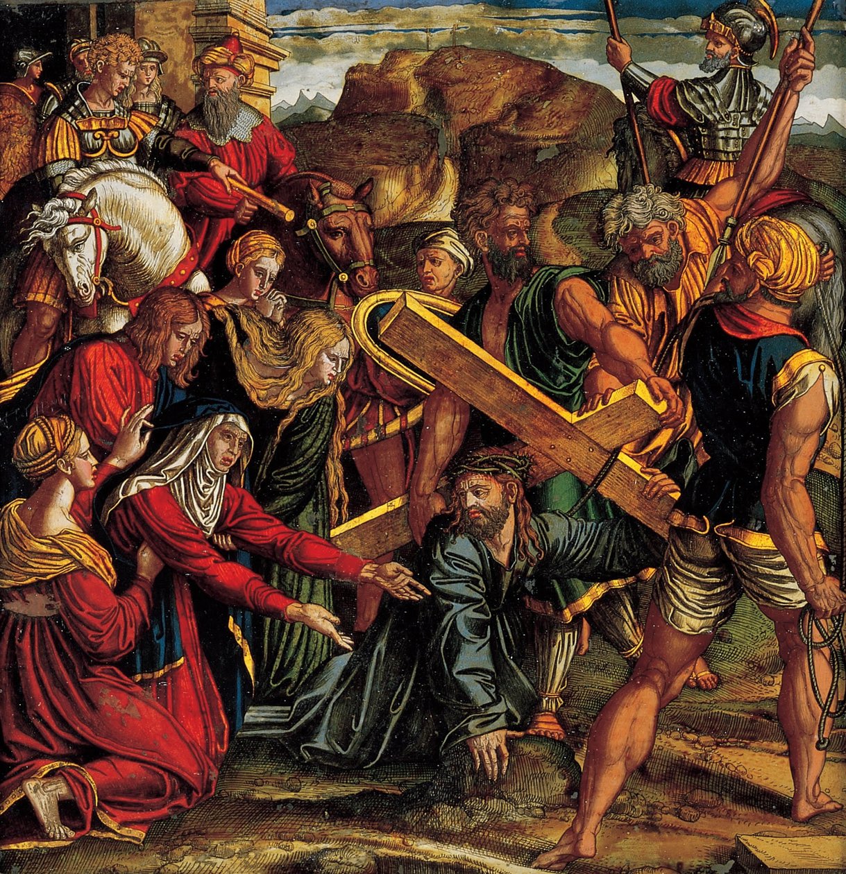 Christus fällt auf dem Weg nach Golgatha von Unbekannt Unbekannt