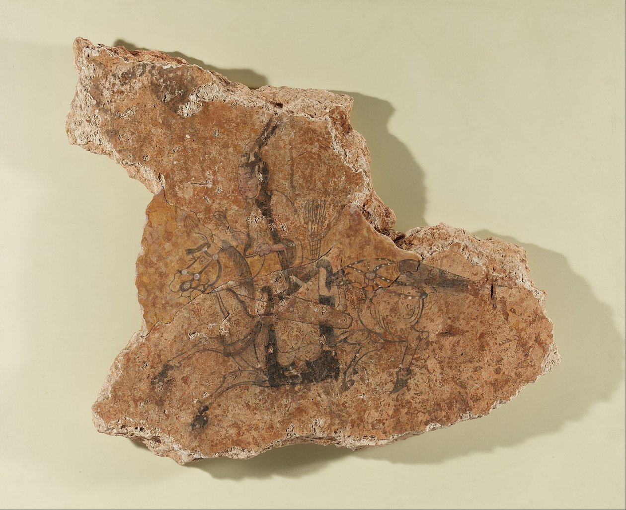 Fragment eines Wandgemäldes mit einem Reiter von Unbekannt Unbekannt