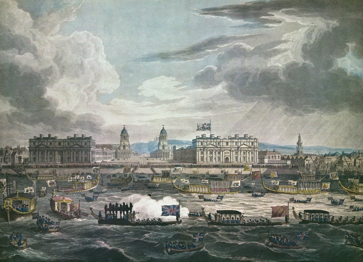 Begräbnisprozession des verstorbenen Lord Viscount Nelson (Farbstich) von Unbekannt Unbekannt