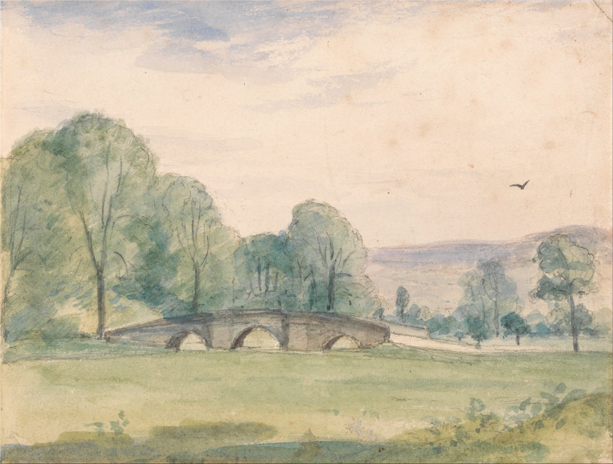 Landschaft mit Brücke von Unbekannt Unbekannt