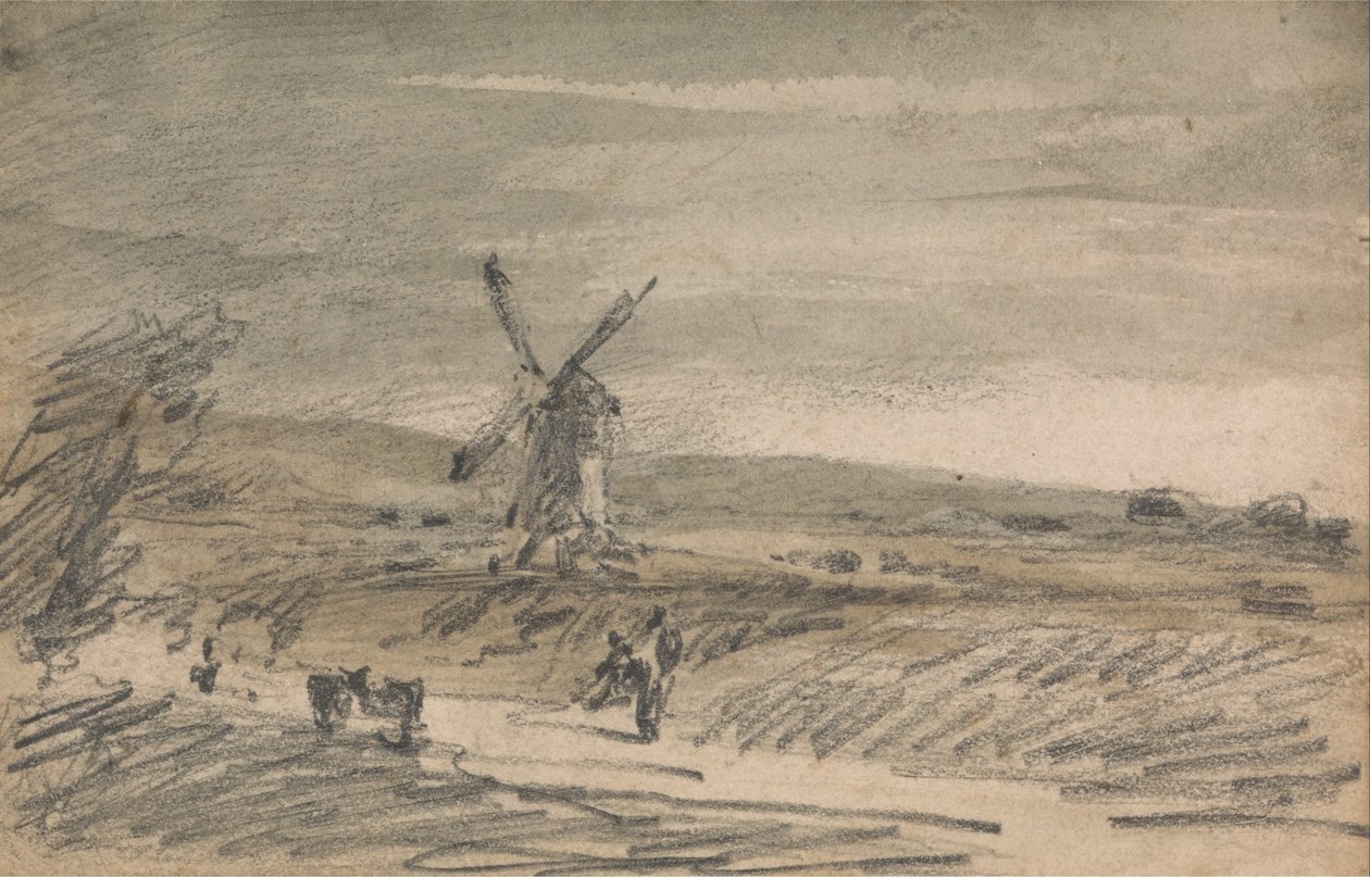 Landschaft mit Windmühle von Unbekannt Unbekannt