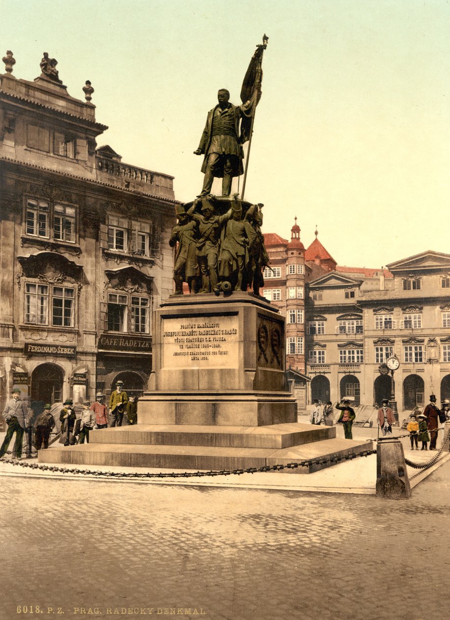 Radetzky-Denkmal in Prag, ca. 1890 (Farbdruck) von Unbekannt Unbekannt
