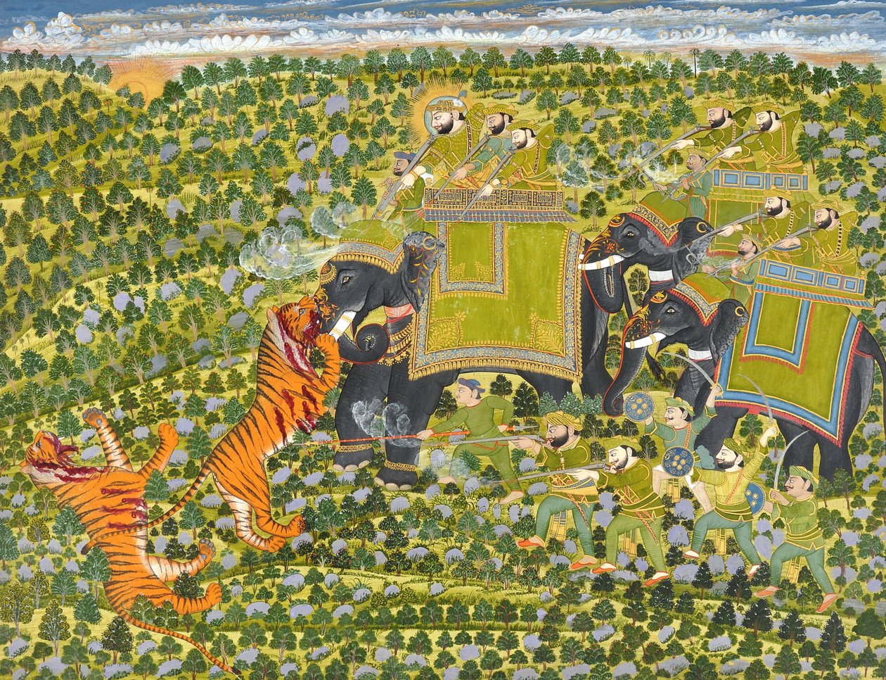 Raghuraj Singh jagt Tiger in Datia von Unbekannt Unbekannt