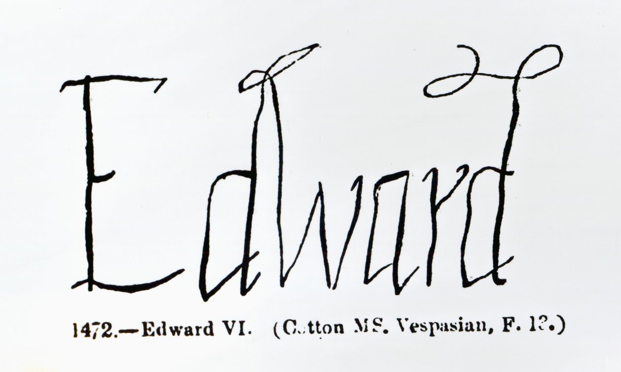 Reproduktion der Unterschrift von Edward VI. (1537-1553) von Unbekannt Unbekannt