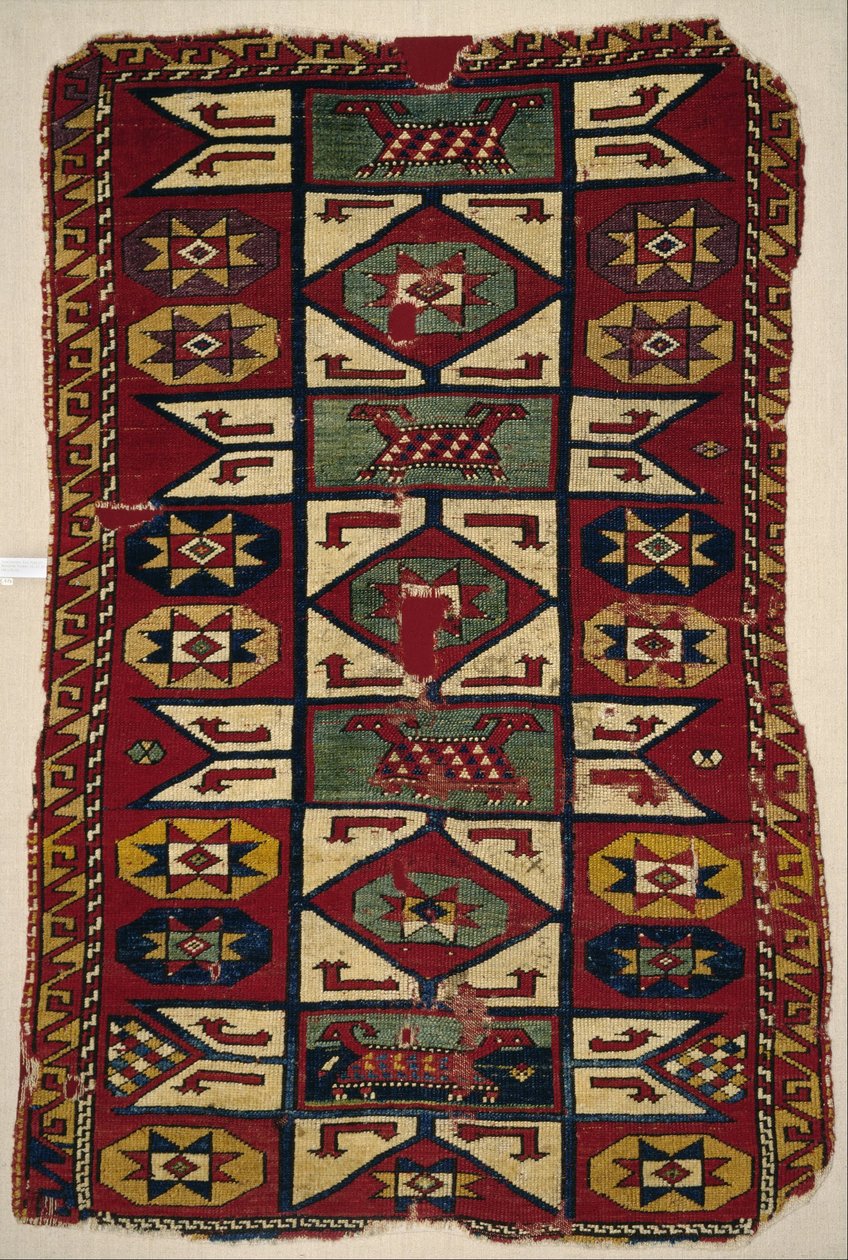 Teppich mit Sternmotiven und Tieren von Unbekannt Unbekannt