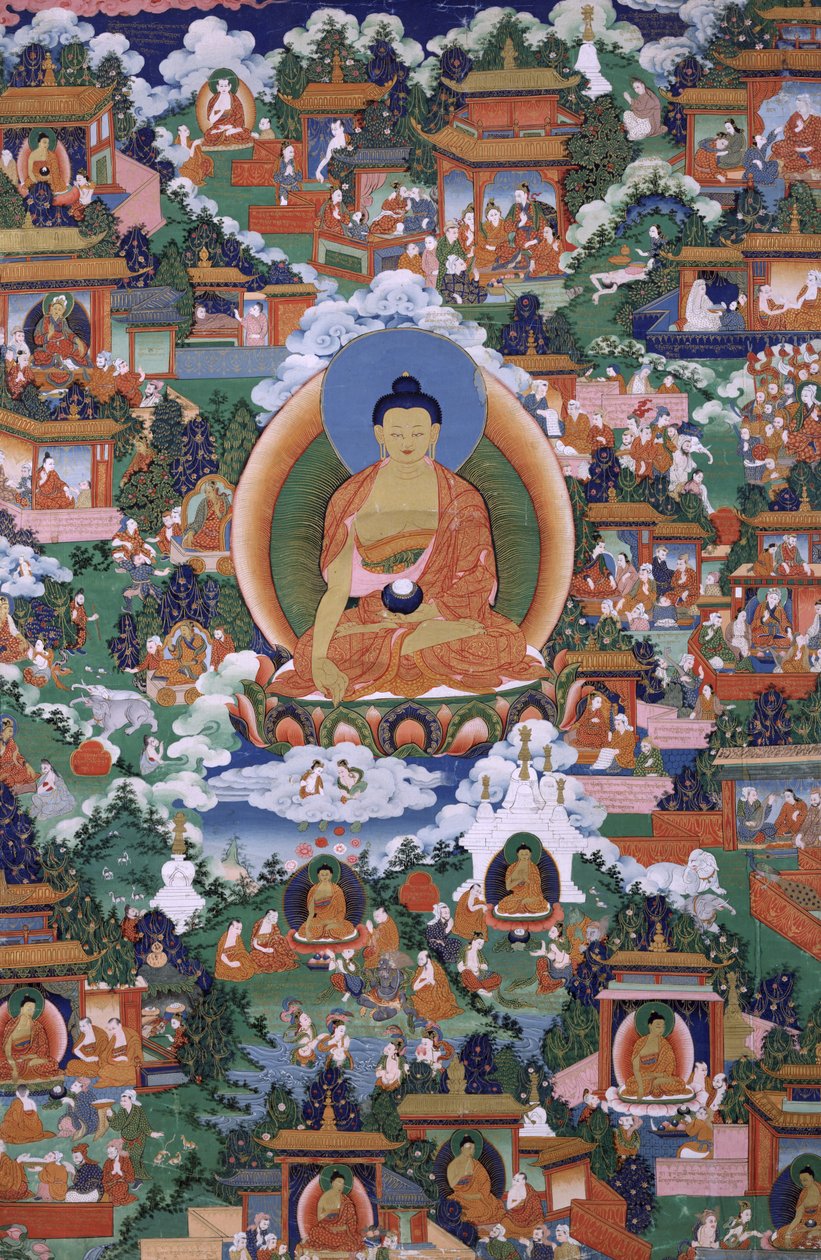 Shakyamuni Buddha mit Avadana-Legenden-Szenen von Unbekannt Unbekannt