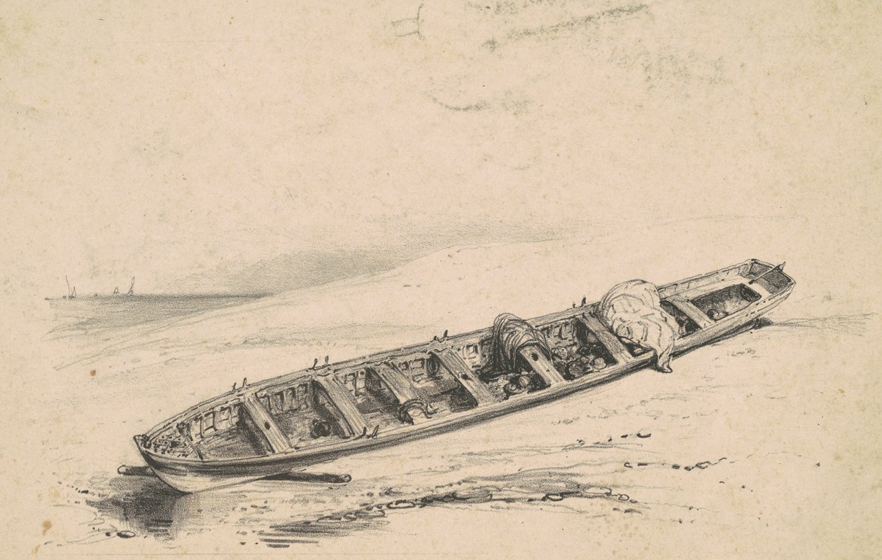 Ein gestrandetes Langboot, 19. Jahrhundert von Unbekannt