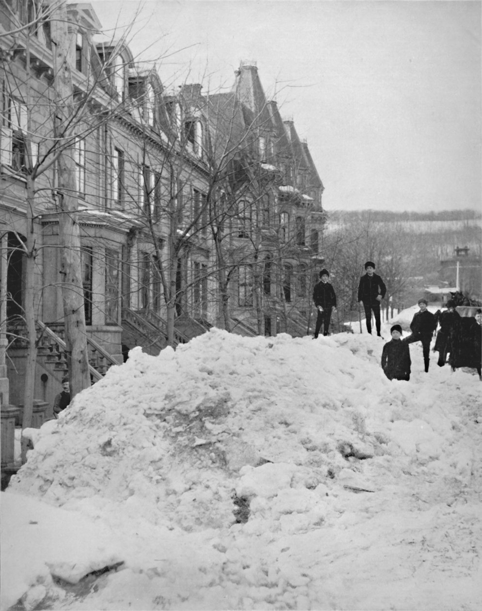 Eine Straße in Montreal im Winter, 19. Jahrhundert von Unbekannt