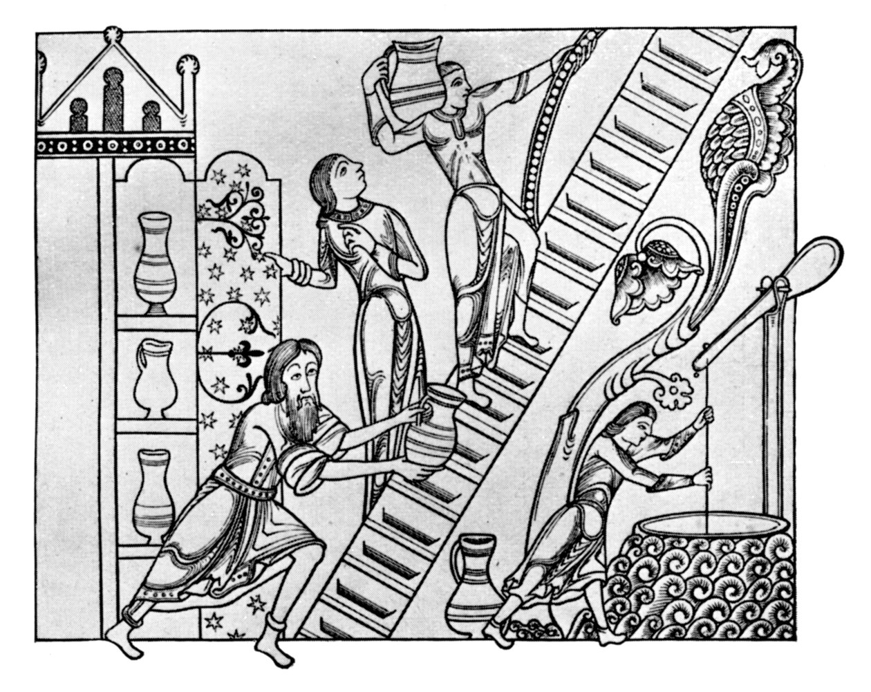 Ein normannischer Butler und seine Assistenten, 1910 von Unbekannt