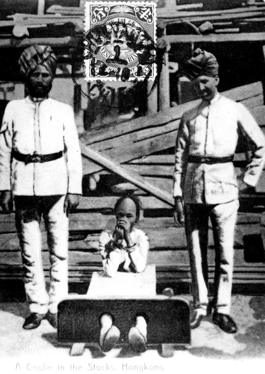 Ein Kuli im Pranger, Hongkong, 1908 von Unbekannt