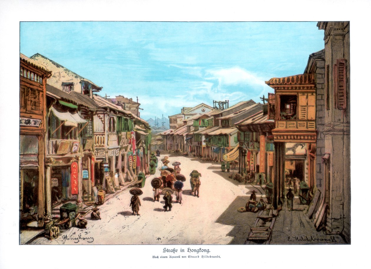 Eine Straße in Hongkong, 1900 von Unbekannt