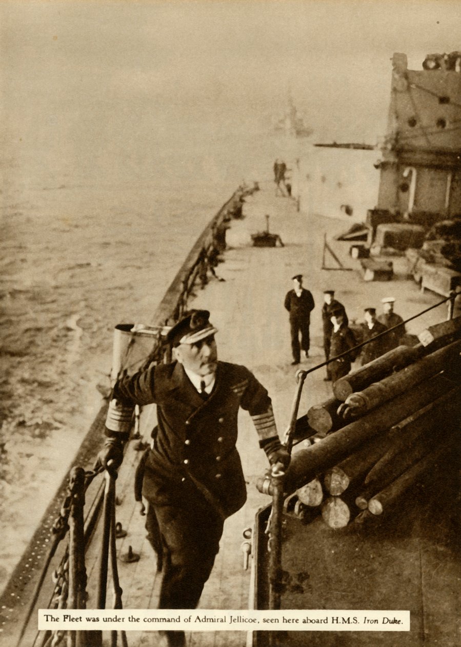 Admiral Jellicoe an Bord der HMS Iron Duke, 1914, 1935 von Unbekannt
