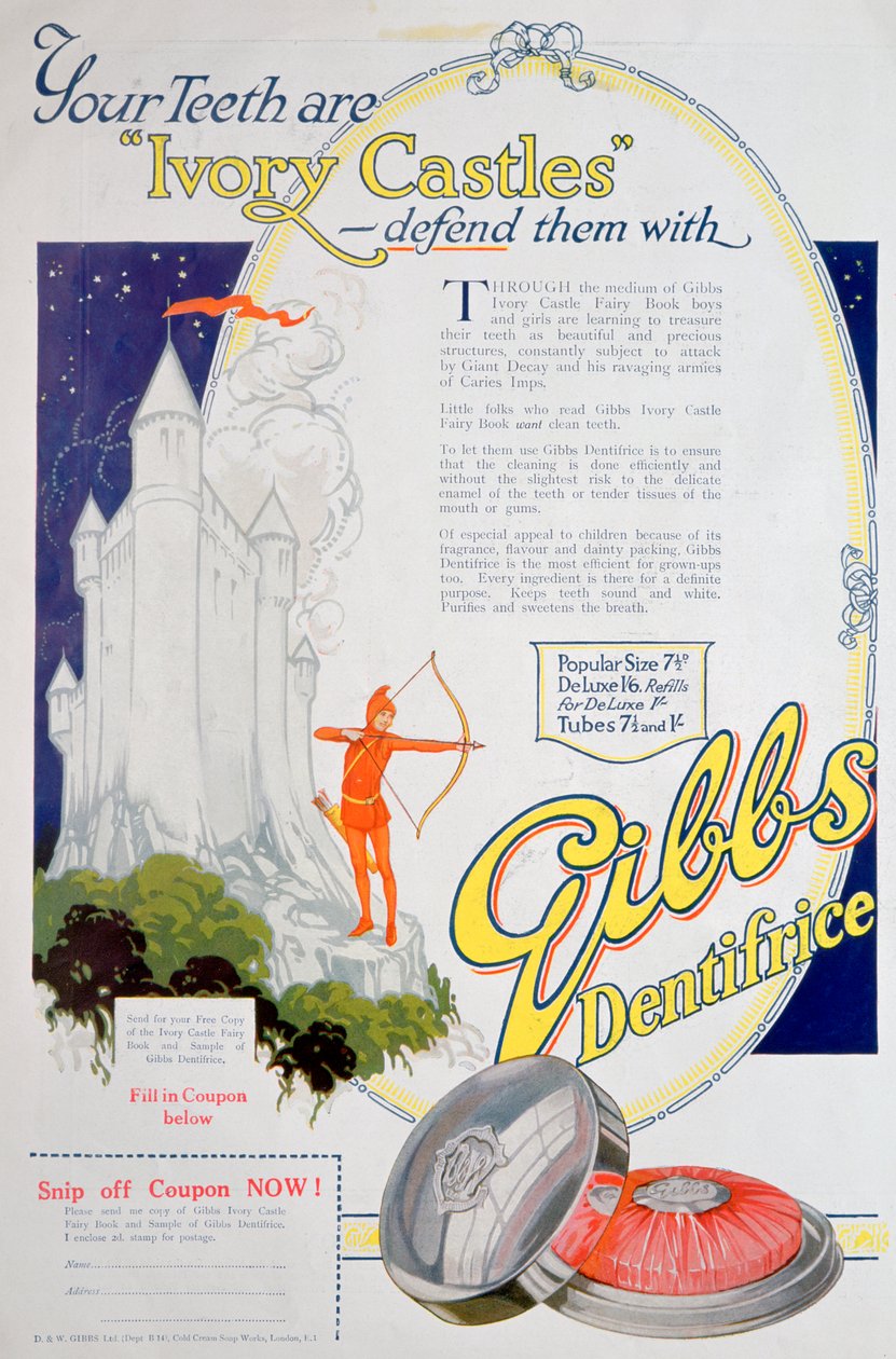 Werbung für Gibbs Solid Dentifrice, 1922 von Unbekannt