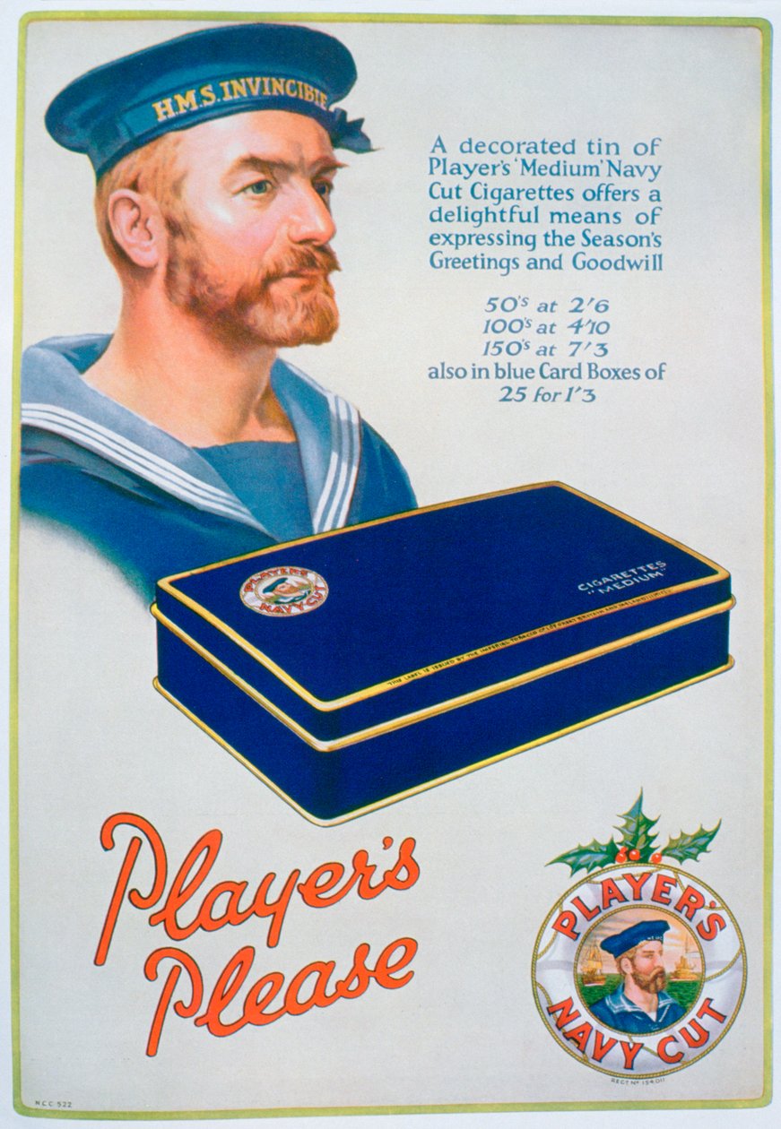 Werbung für Players Navy Cut Zigaretten, 1928 von Unbekannt