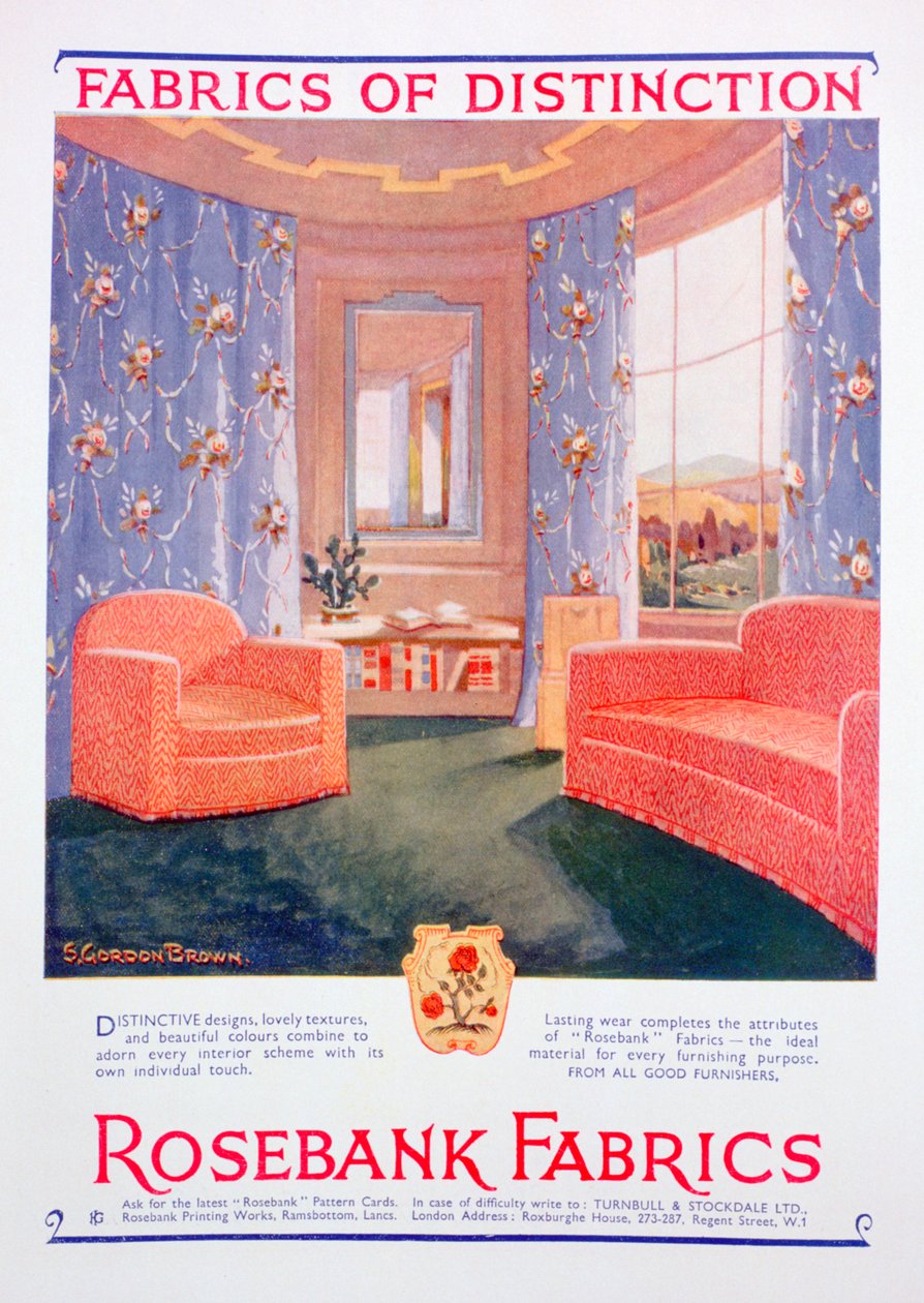 Werbung für Rosebank-Stoffe, 1935 von Unbekannt