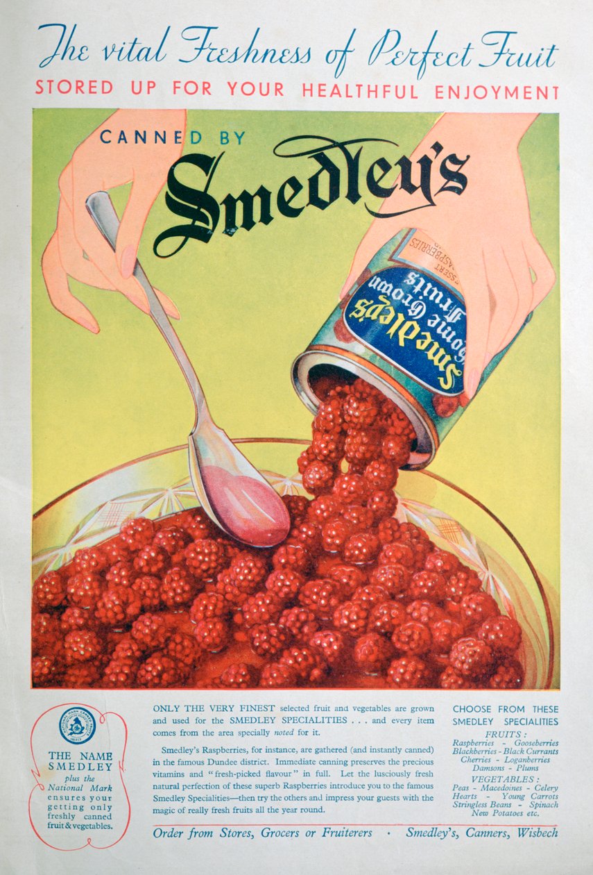 Werbung für Smedleys Dosenfrüchte von Unbekannt