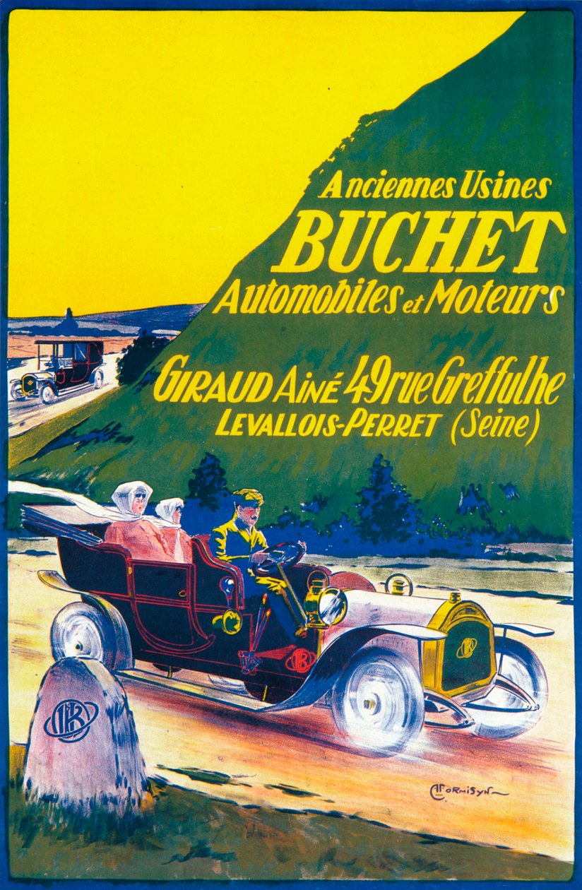 Werbung für Buchet-Autos, ca. 1910er Jahre von Unbekannt