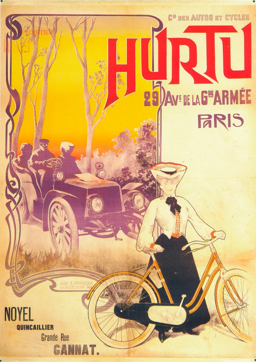 Werbung für Hurtu-Autos und -Fahrräder, ca. 1900er von Unbekannt