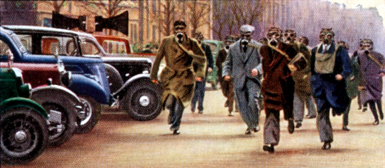 Luftschutzmaßnahmen, Zigarettenkarte, britisch, 1938 von Unbekannt